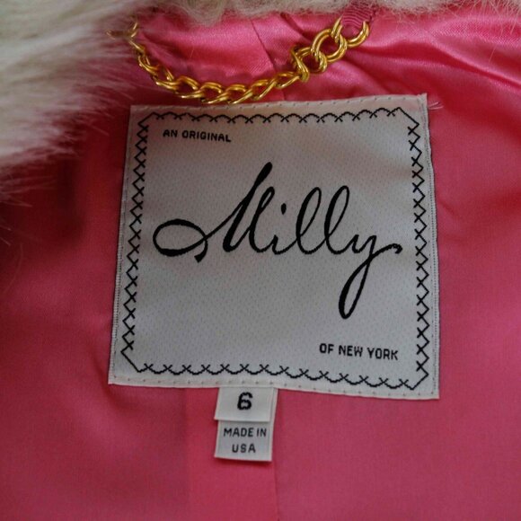 Milly $325 Sz S Cream Tan Faux Fox Mink Fur Pink Lined Vest - Picture 4 of 7